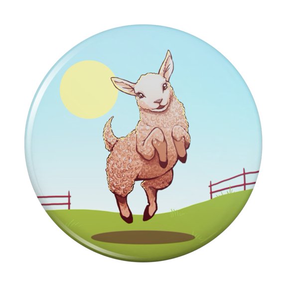 Happy Lamb on Field Kitchen Refrigerator Locker Button Magnet
