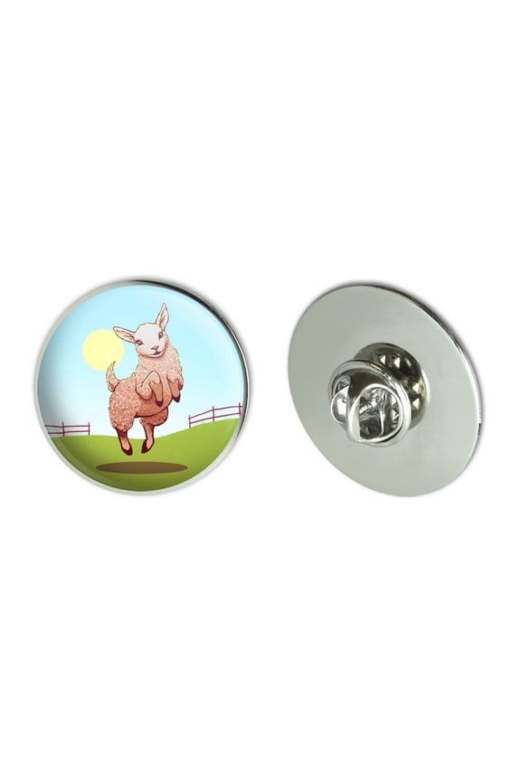 Happy Lamb on Field Metal 1.1" Tie Tack Hat Lapel Pin Pinback