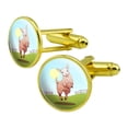thumbnail image 1 of Happy Lamb on Field Round Cufflink Set Gold Color, 1 of 5