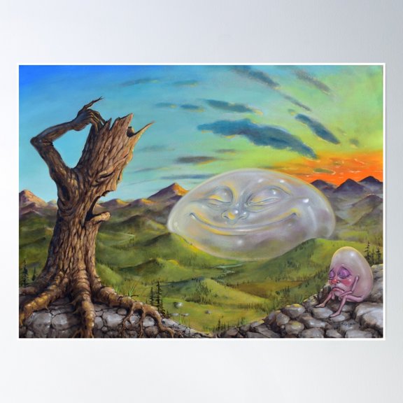 Happy Landscape Poster Wall Art, Modern Wall Decor, 8x12 UNFRAMED