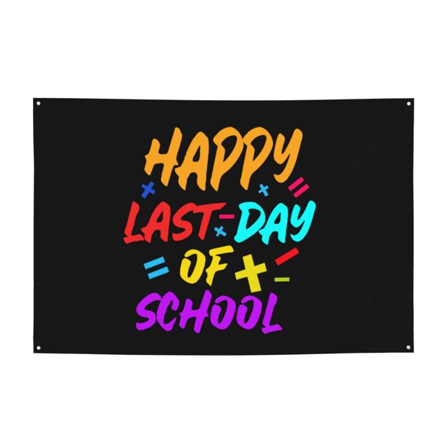 Happy Last Day Of School 2024 Banner Large Background Backdrop Flag Party Decorations Supplies