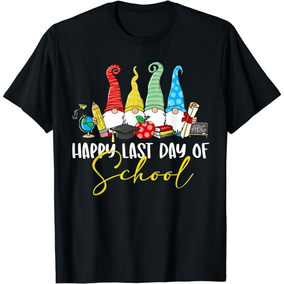 Happy Last Day Of School Cute Gnomes Gnome Colorful Boy Girl T-Shirt