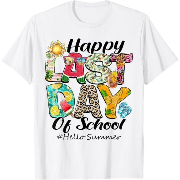 Happy Last Day Of School Hello Summer Hawaii Teachers Kids T-Shirt