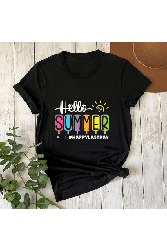 Happy Last Day Of School Shirt Hello Summer Teacher Students Unisex T-Shirt, S-5XL