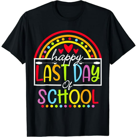 Happy Last Day Of School Teacher Student Graduation Rainbow T-Shirt