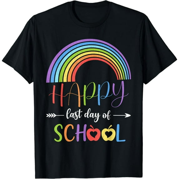 Happy Last Day Of School Teacher Student Rainbow Graduation T-Shirt