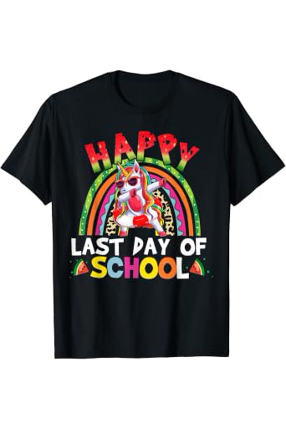 Happy Last Day Of School Unicorn Dabbing Summer Graduation T-Shirt
