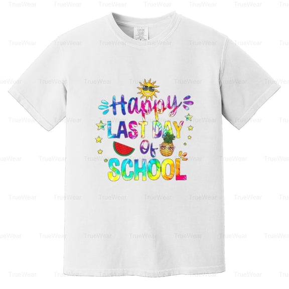 Happy Last Day School, Teacher, Student, Graduation, Tie Dye, Summer Comfort Color T-Shirt Unisex, up to 4XL