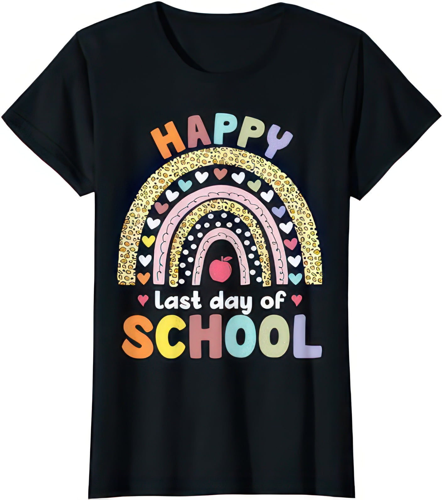 Happy Last Day of School Rainbow Leopard Teacher Student T-Shirt T