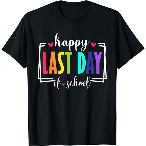 Happy Last Day of School Women's Crew Neck Casual Short Sleeve Vintage Summer Graphic T-Shirt