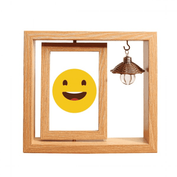 Happy Laugh Cute Online Face Cartoon Wooden Rotating Picture Photo Frame 4x6