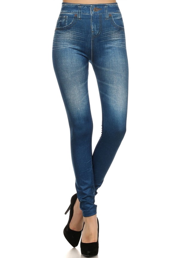 Yelete Fleece Jeggings Sublimation W-functional Back Pockets - Size Women's M-L