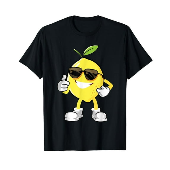 Happy Lemon Halloween Costume Team Fun Lemon Sunglusses Black T-Shirt