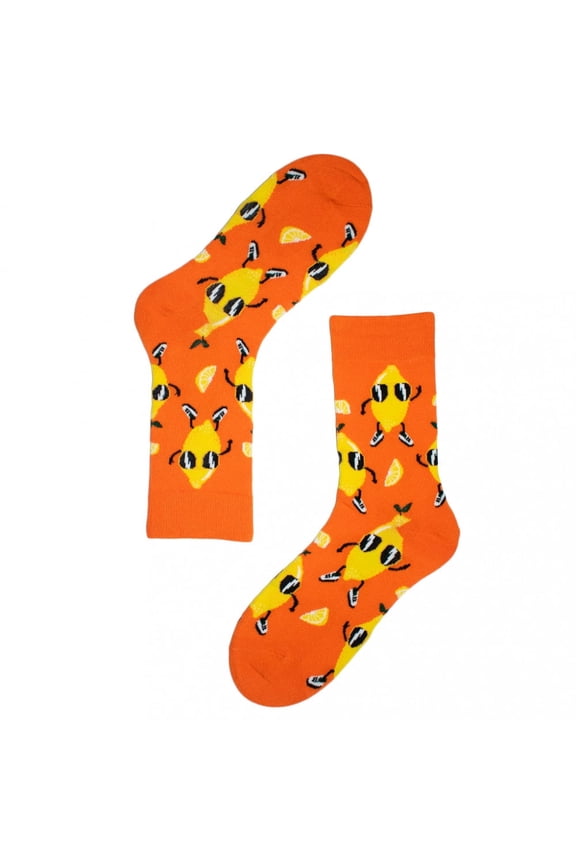 Happy Lemon Wearing Sunglasses Pattern Socks from the Sock Panda (Adult Medium)