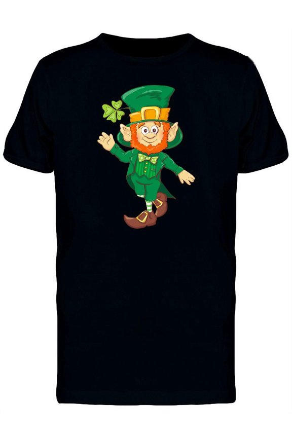 Happy Leprechaun Waving T-Shirt Men -Image by Shutterstock, Male x-Large