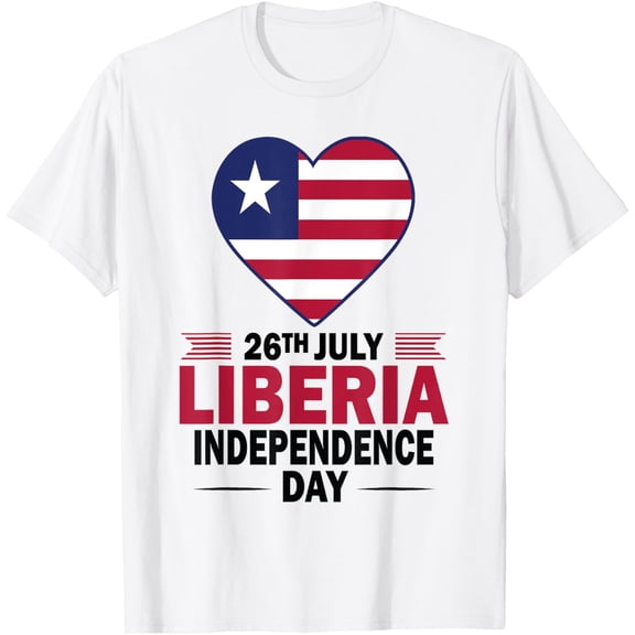 t-shirt Happy Liberia Independence Day Liberia Liberian Flag Heart T-ShirtMen and women can wear white T-shirts, gifts. Age: M,，L，XL，2XL,3XL, 4XL
