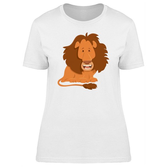 Happy Lion Cool Cartoon T-Shirt Women -Image by Shutterstock, Female Small