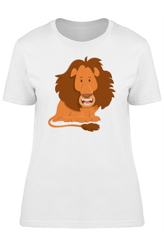 Happy Lion Cool Cartoon T-Shirt Women -Image by Shutterstock, Female Small