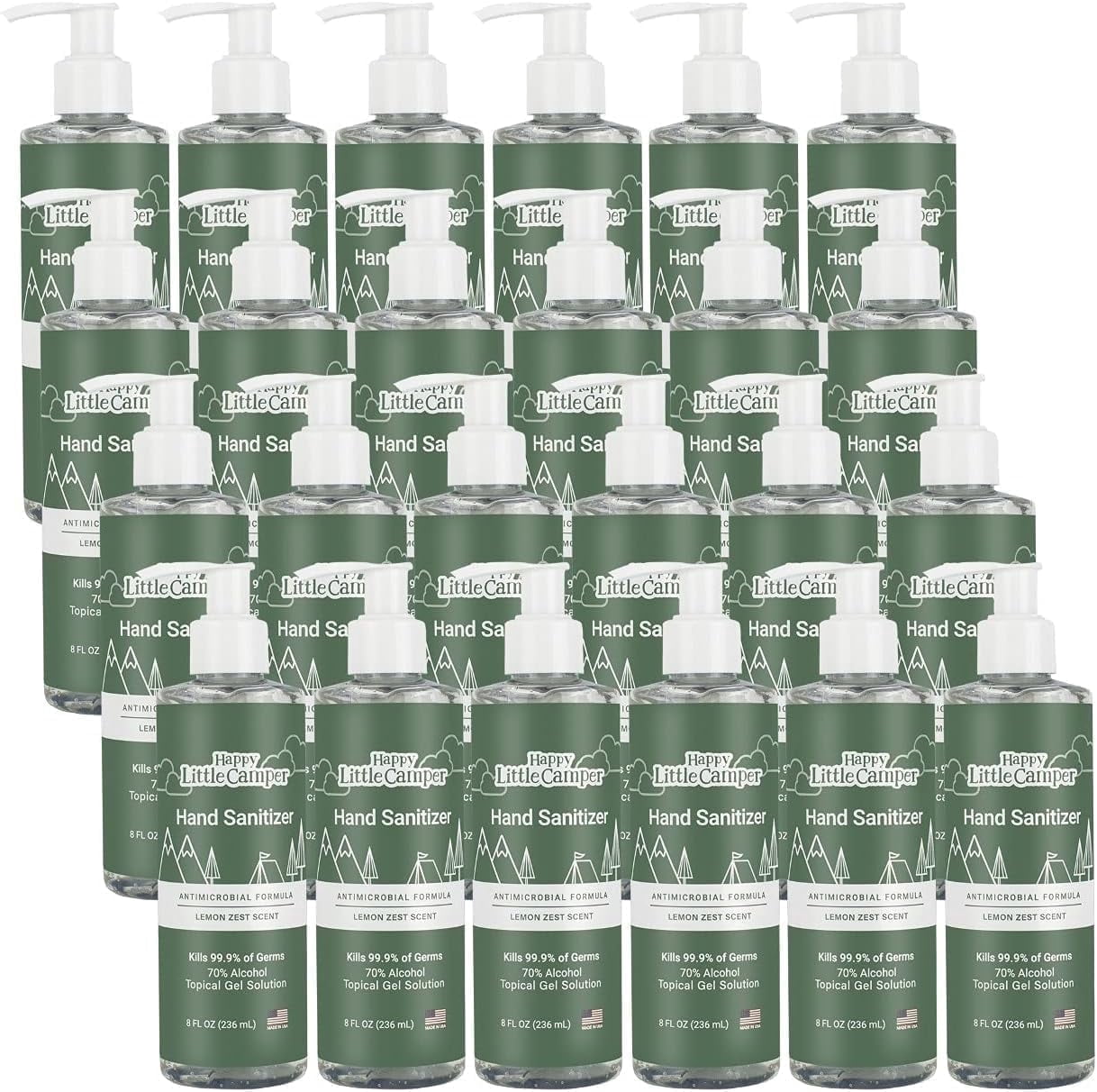Happy Little Camper Hand Sanitizer with Lemon Zest Scent -  8 Fl oz - 24 Bottles