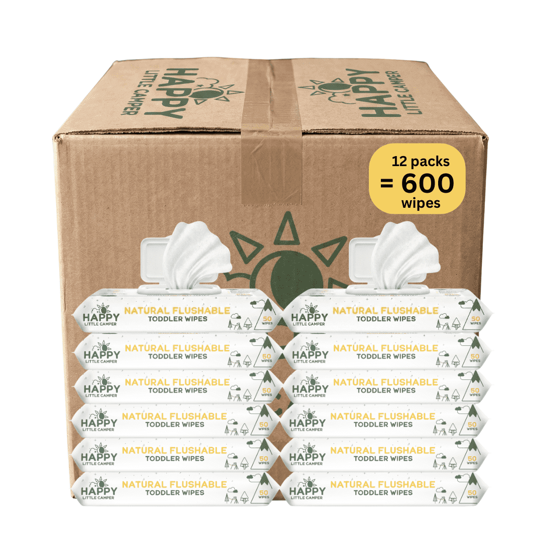 Happy Little Camper Natural Flushable Wipes Unscented 600 Count (12x 50ct)