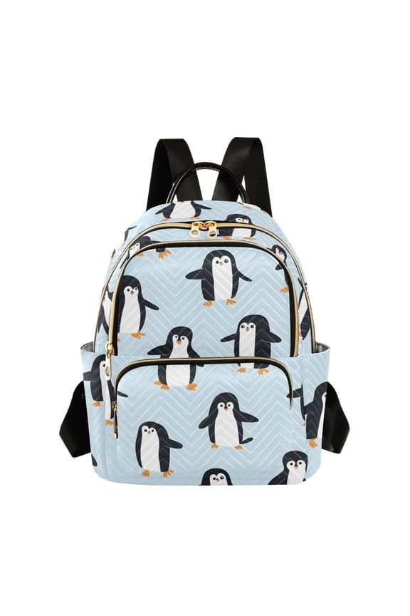 Happy Little Penguins Fashion Backpack Quilted Lightweight Women Travel Daypack 14L