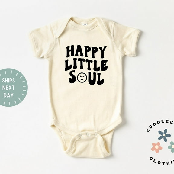 Happy Little Soul Baby Bodysuit, Retro Happy Little Soul Smiley Face, New Baby Boy Girl Gift Baby Gift