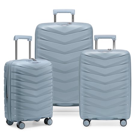 Happy Living Mindoro 3PC Hardside Expansion Spinner Luggage Set w/ TSA Lock, Slate Blue (21"/ 25"/ 29")