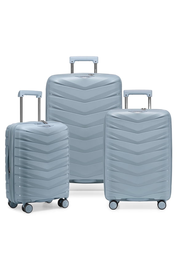 Mindoro 3PC Hardside Expansion Spinner Luggage Set w/ TSA Lock, Slate Blue (21"/ 25"/ 29")
