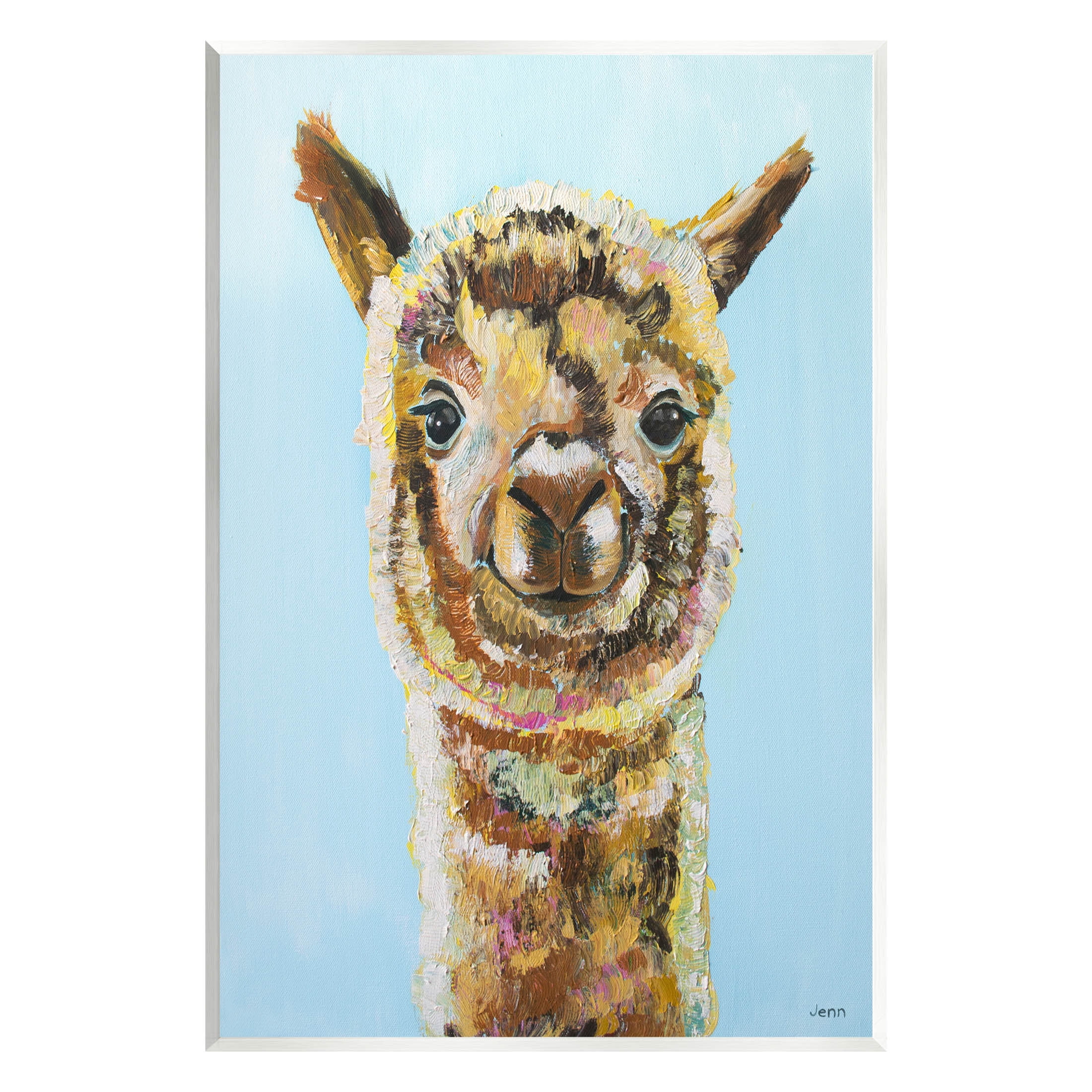 Happy Llama Farm Animal Face Animals & Insects Painting Unframed Art Print Wall Art