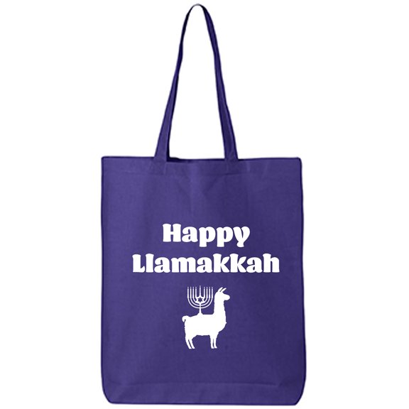 Happy Llamakkah Cotton Canvas Tote Bag