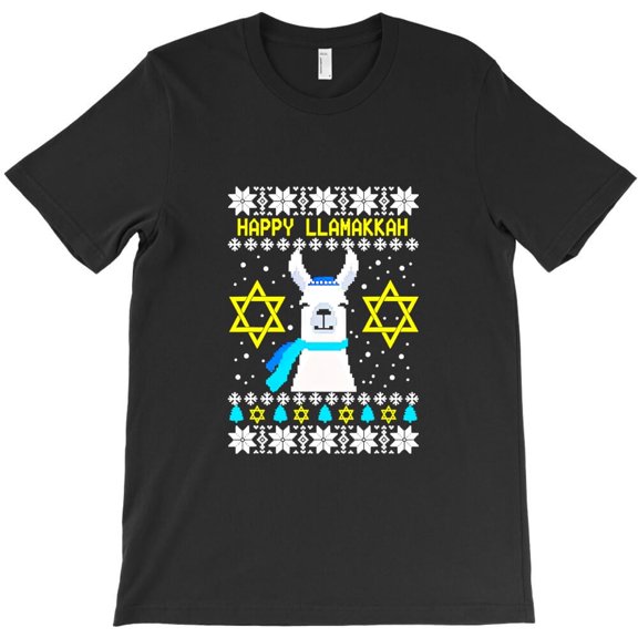Happy Llamakkah Llama Funny Funny Hanukkah Sweater Jewish Holiday H29758 T-Shirt, for Men and Women, Up to Size 5XL