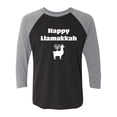 thumbnail image 1 of Happy Llamakkah Unisex 3/4 Sleeve Baseball Raglan Tee, 1 of 3