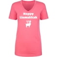 thumbnail image 1 of Happy Llamakkah Womens V-Neck T-Shirt, 1 of 2