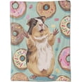 thumbnail image 1 of Happy Lovely Hamster Blanket Gifts for Boys Girls Kids, Sweet Donut Dessert Joyful Raise Paw Throw Blankets for Sofa Office Couch Room Decor, Cozy Lightweight Warm Soft Throws, 60x50 in, 1 of 10