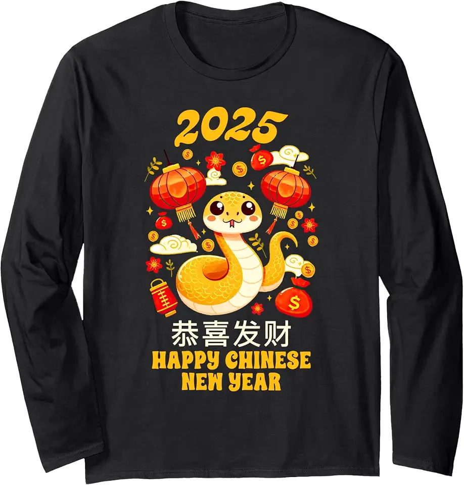 Happy Lunar New Year 2025 Chinese 2025 Year Of The Snake Long Sleeve T