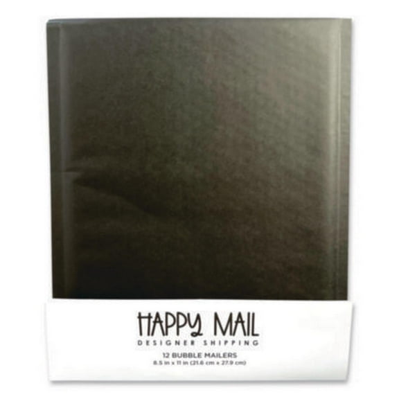 Happy Mail Designer Shipping 245156 Self-sealing Bubble Mailer, 8.5 X 11, Black, 12/pack