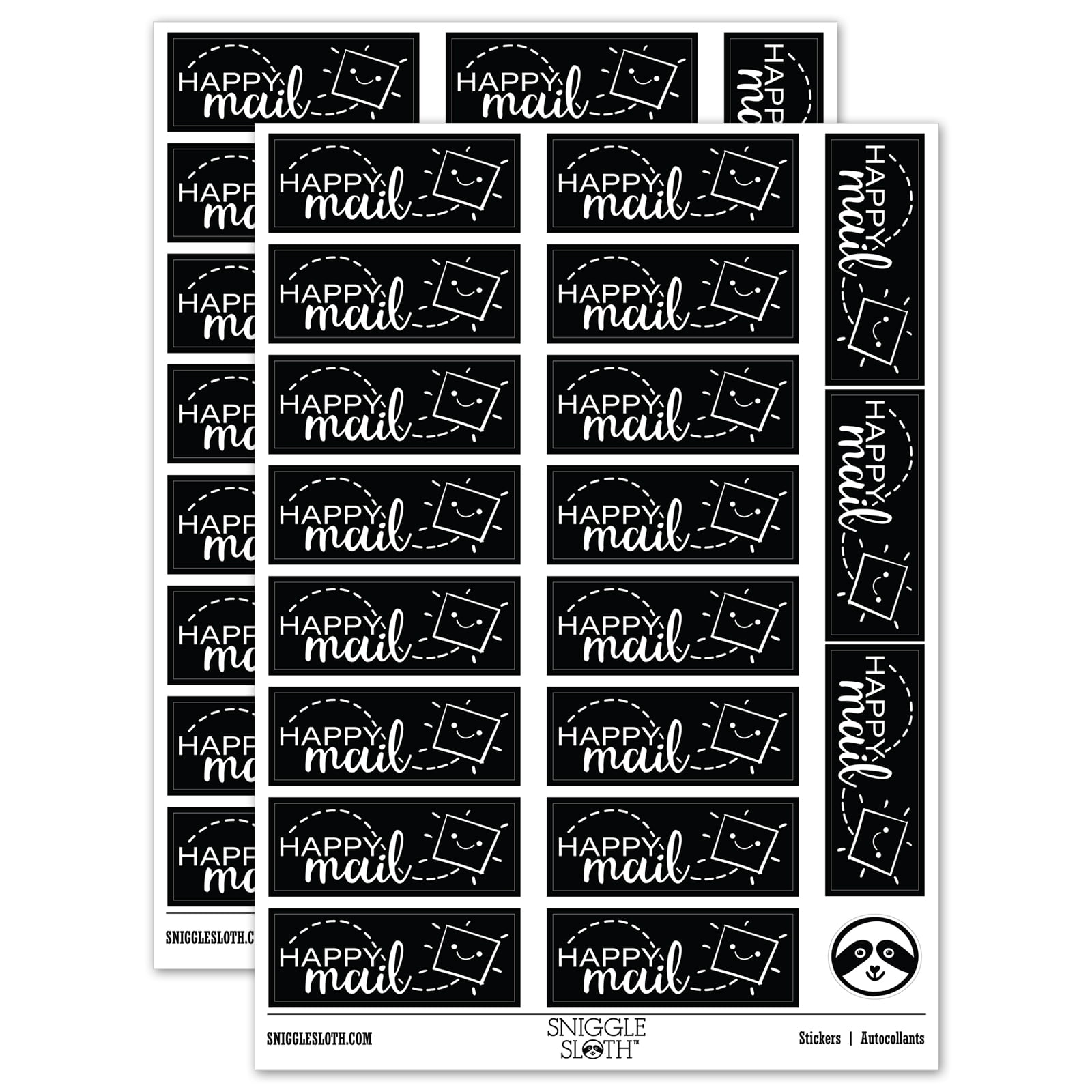 Happy Mail Smiling Package Letter Sticker Set - Black - Matte Finish ...