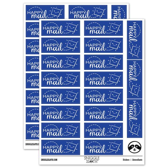 Happy Mail Smiling Package Letter Sticker Set - Dark Blue - Matte Finish - 2.00" Large
