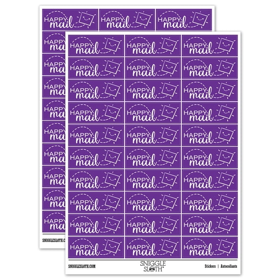 Happy Mail Smiling Package Letter Sticker Set - Purple - Matte Finish - 1.75" Medium