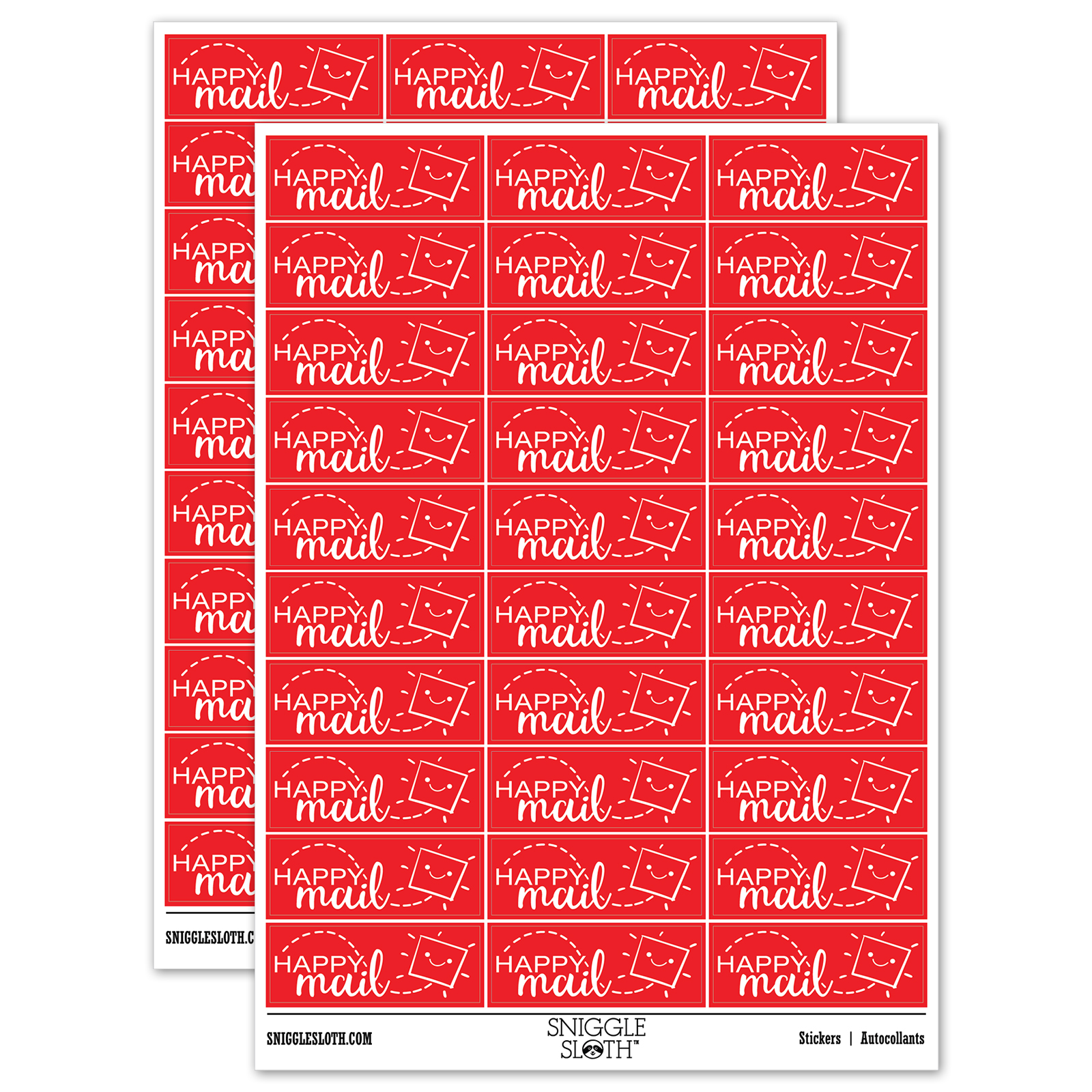 Letter Send Sticker Happy Mail Smiling Package Letter Sticker Set - Red - Gloss Finish - 1. ...