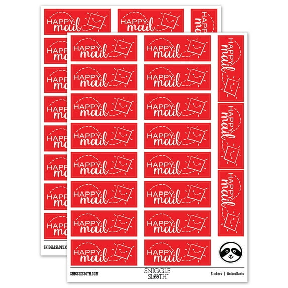 Happy Mail Smiling Package Letter Sticker Set - Red - Matte Finish - 2.00" Large