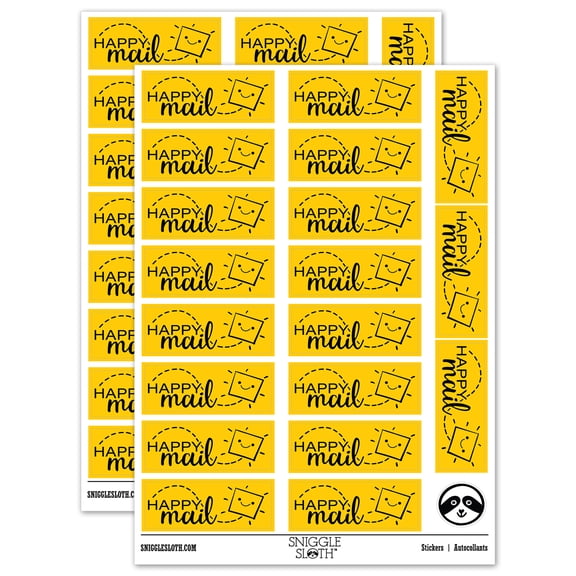 Happy Mail Smiling Package Letter Sticker Set - Yellow - Matte Finish - 2.00" Large