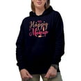 thumbnail image 1 of Happy Makeup with Lipstick, Beauty Themed Merch Gift for Makeup Artist or Lovers, Cosmetologists & Beauticians, Navy Blue Hooded Sweatshirt or Hoodie, 2XL, 1 of 5