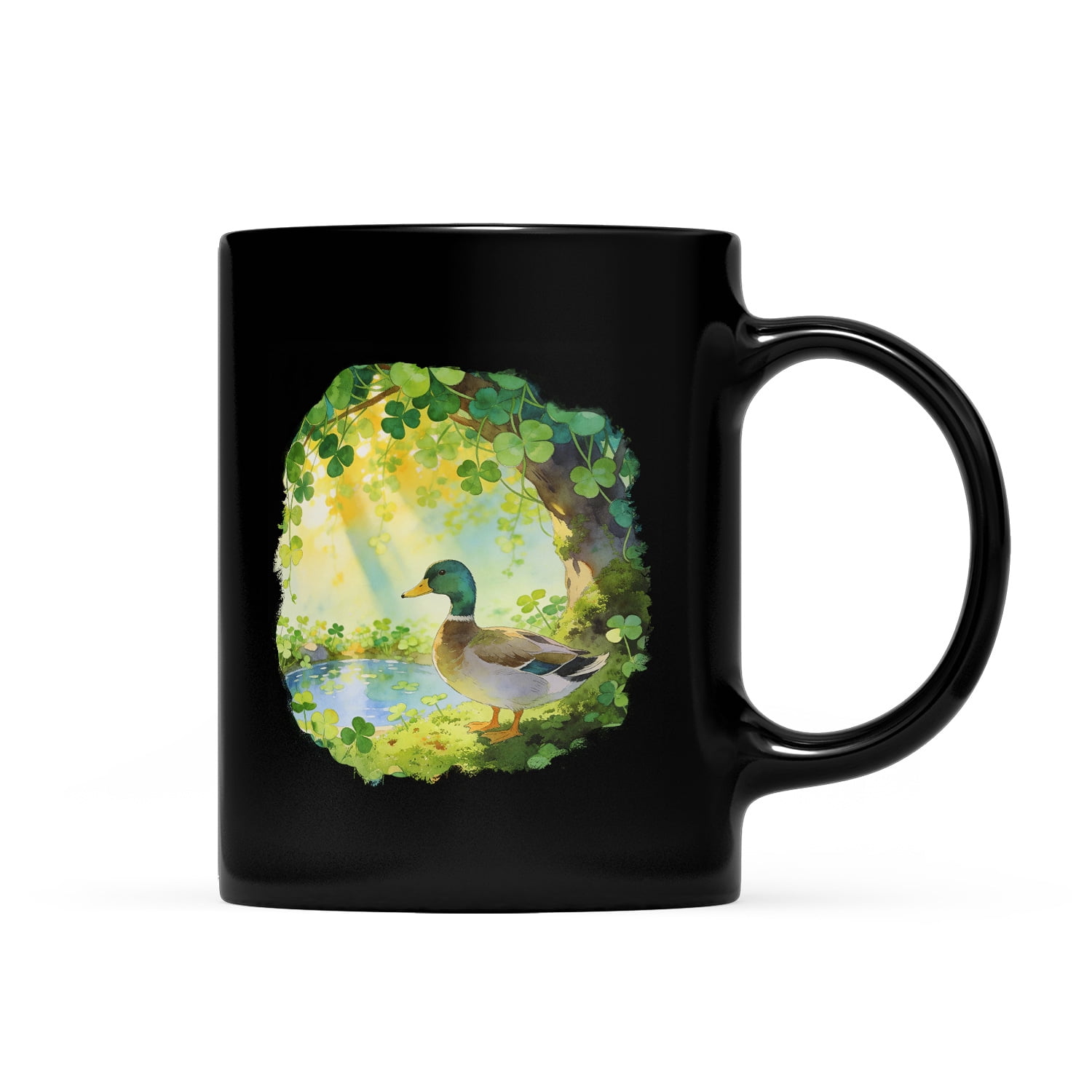 Happy Mallard Duck Welcome St Patrick's Day Lucky Shamrocks Clover Mug ...