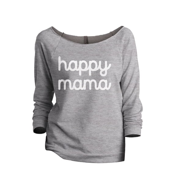 Happy Mama Women's Fashion Slouchy 3/4 Sleeves Raglan Lightweight Sweatshirt Sport Grey Large
