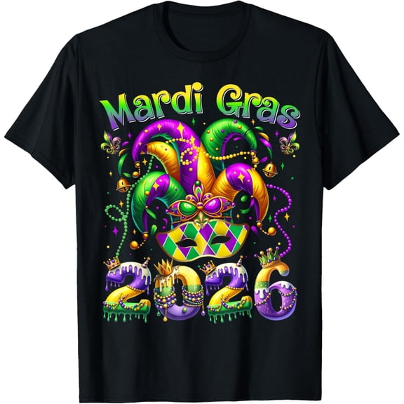Happy Mardi Gras 2026 Jester Hat New Orleans Men Women T-Shirt