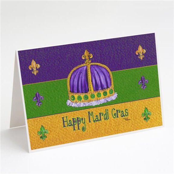 Happy Mardi Gras Crown Greeting Cards & Envelopes - Pack of 8