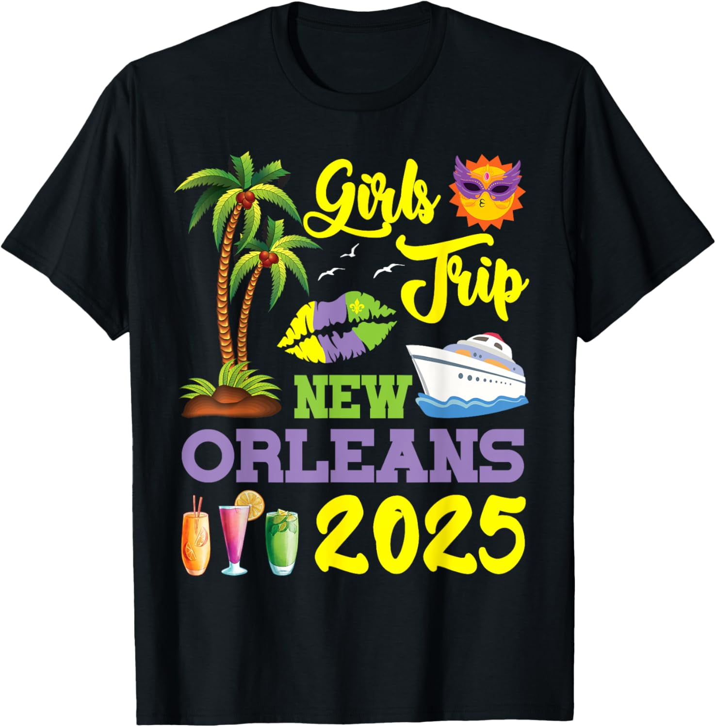 Happy Mardi Gras Cruise Ship Girls Trip New Orleans 2025 TShirt