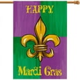 thumbnail image 1 of Happy Mardi Gras House Flag 28x40 Inch Burlap Vertical Double Sided, Carnival Fleur de Lis Sign Holiday Party Large Yard Farmhouse Outdoor Decoration DF438-28, 1 of 6