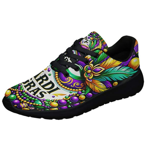 Happy Mardi Gras Shoes Sneakers Black Size 3.5